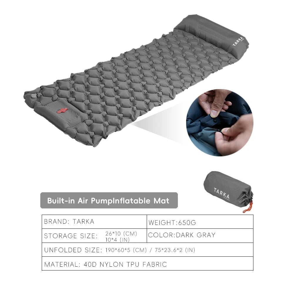 Inflatable Camping Sleeping Mat with Built-In Pump