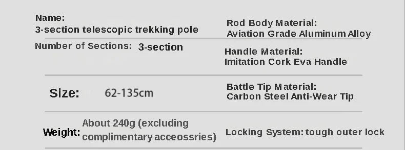 Gearly Hiking Poles - Alluminium (2-Piece)