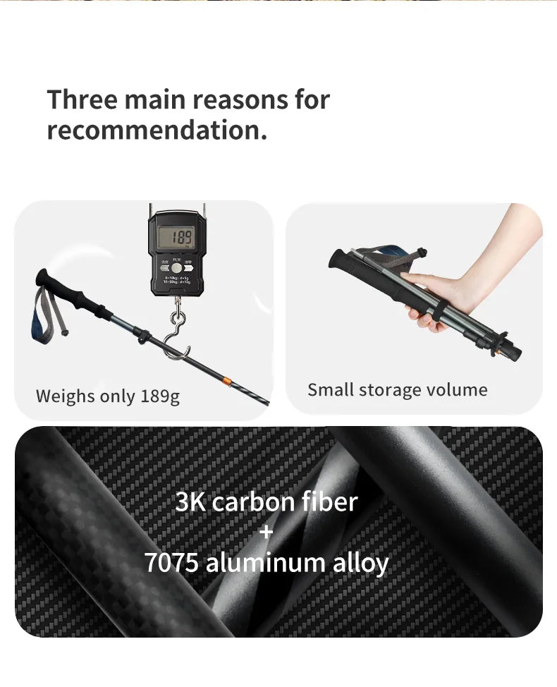 Gearly Hiking Poles - Carbon Fiber (Collapsible)